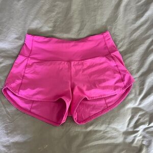 Womens Lululemon sonic pink high rise 2.5 inch speed up shorts size 6